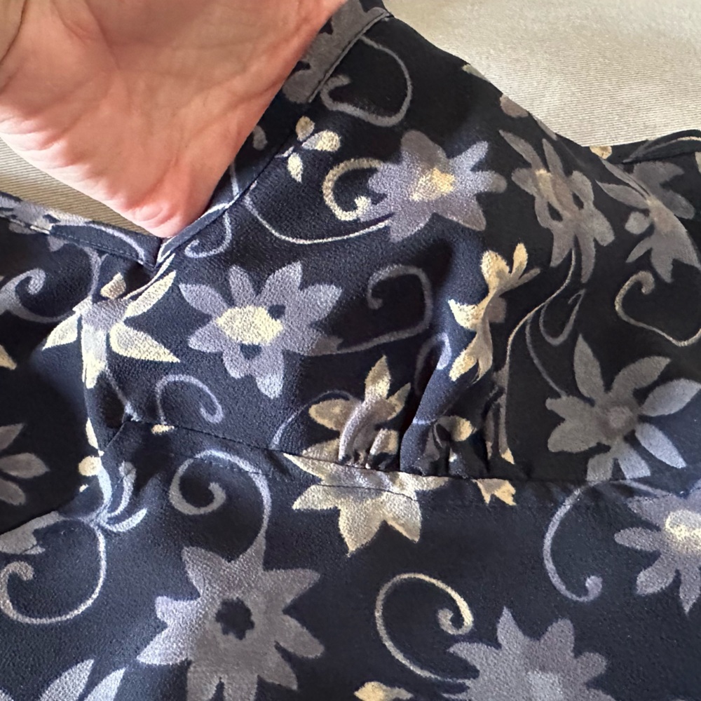 Iz Byer Navy Floral Midi Dress size 3 1990’s vintage zipper back. Excellent - Picture 5 of 11